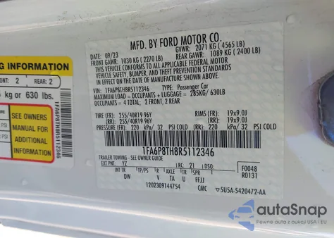 2024 Ford Mustang Ecoboost Fastback from USA, damaged, VIN 1FA6P8TH8R5112346